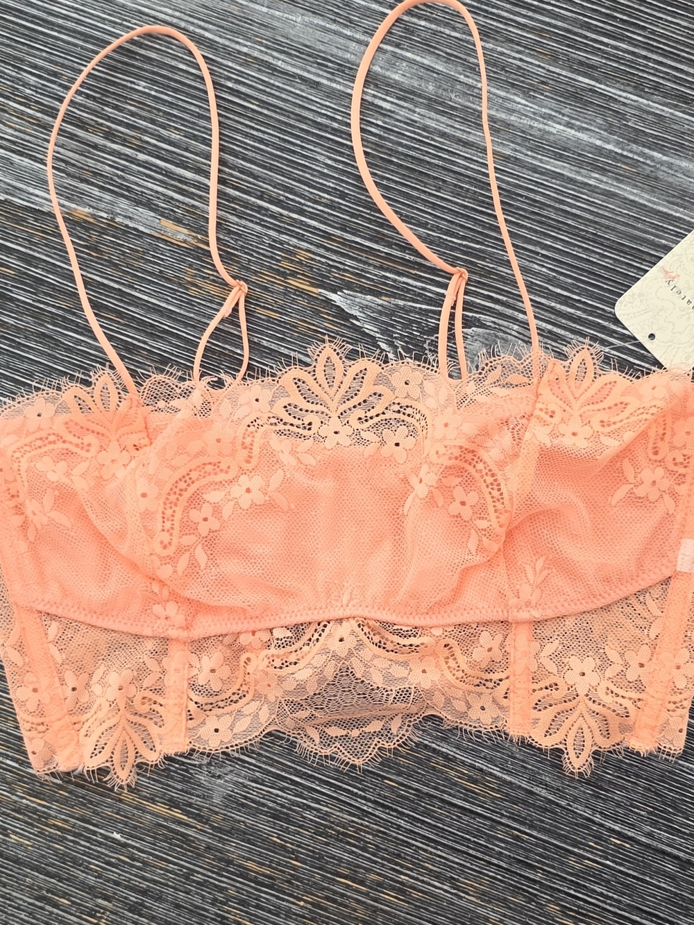 Free People Peach Lace Bandeau Bralette